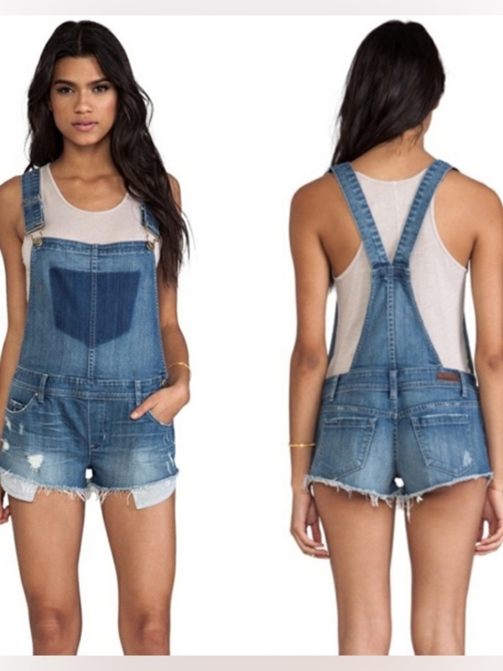 Blank NYC Distressed Shadow Pocket  Denim Shorts distressed  Overalls